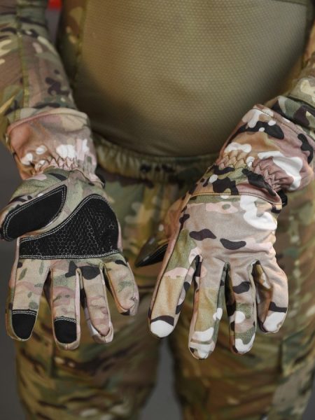 Тактичні військові зимові теплі рукавиці Soft Shell на флісі Мультикам