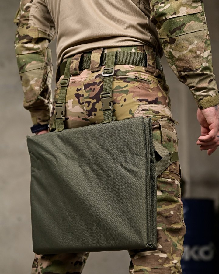 Сидушка трійна каремат тактичний з кріпленням на рпс олива - Зображення 4