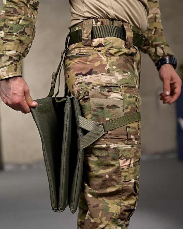 Сидушка трійна каремат тактичний з кріпленням на рпс олива - Зображення 3