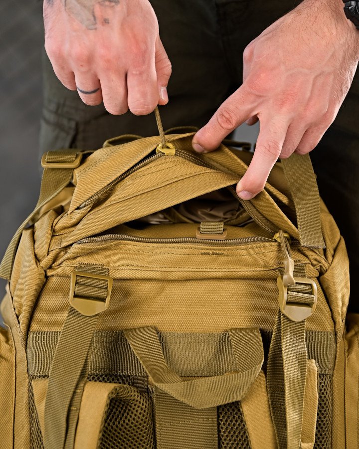Тактичний рюкзак з металевим каркасом на 100 літрів. каркасний рюкзак койот - Зображення 4