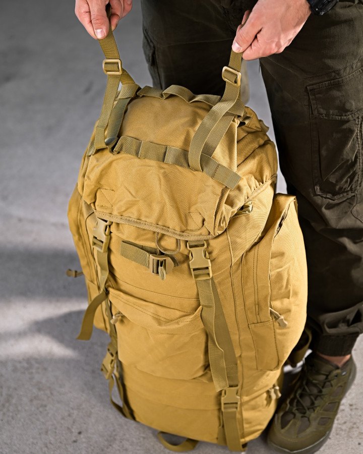 Тактичний рюкзак з металевим каркасом на 100 літрів. каркасний рюкзак койот - Зображення 6