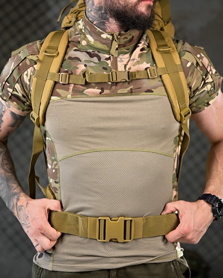 Тактичний рюкзак з металевим каркасом на 100 літрів. каркасний рюкзак койот - Зображення 7