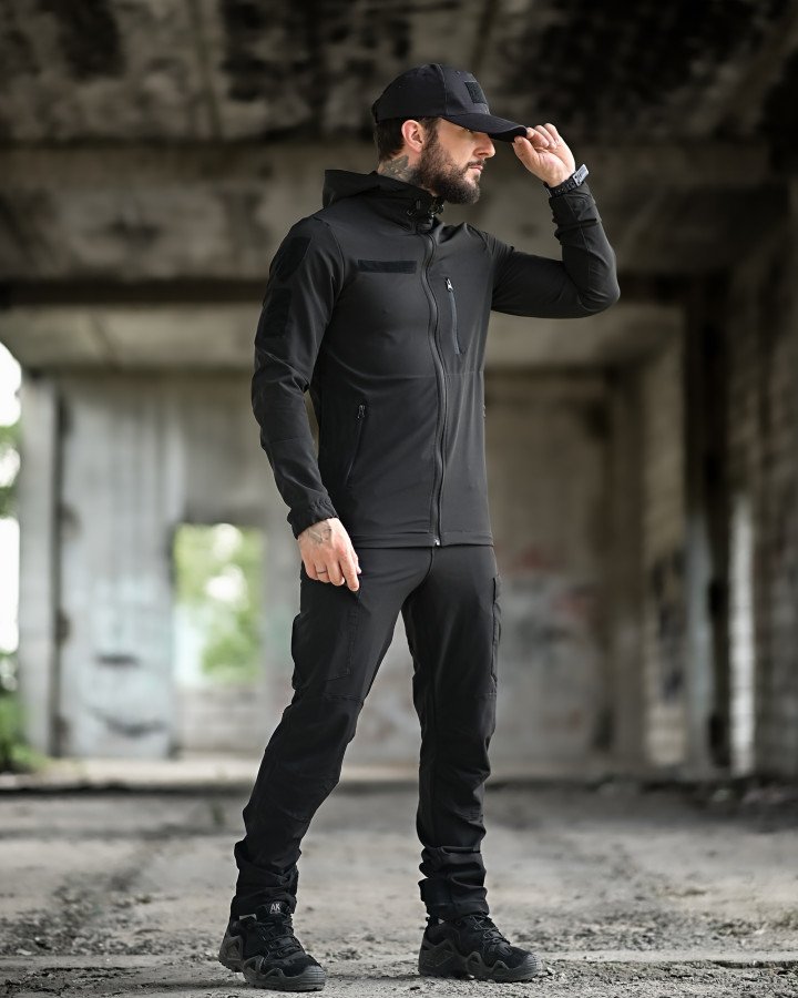 Еластичний тактичний костюм agony чорний