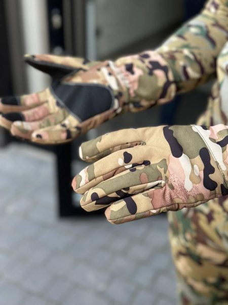 Тактичні військові зимові теплі рукавиці Soft Shell на флісі Мультикам