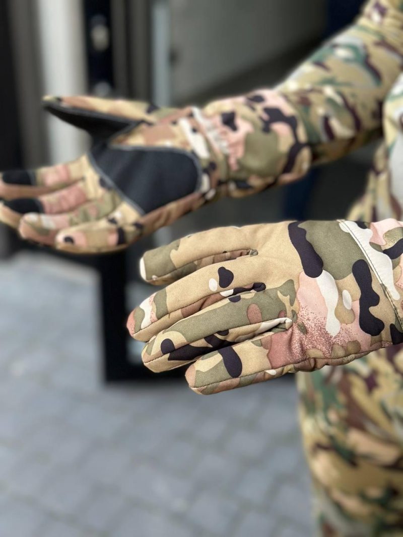 Тактичні військові зимові теплі рукавиці Soft Shell на флісі Мультикам