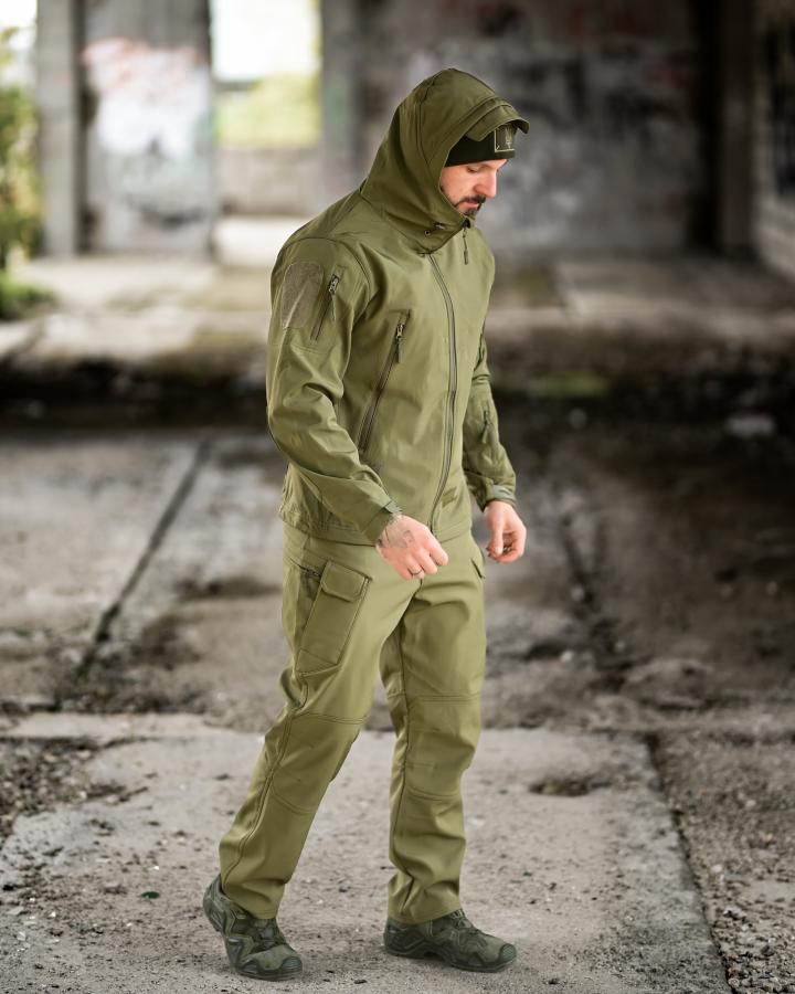 Демісезонний тактичний костюм софтшел tiger олива - Зображення 6