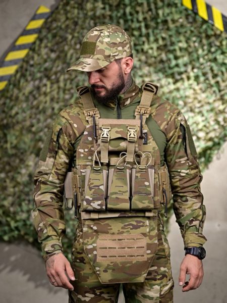 Плитоноска 4 швидких скидання з напашником мультикам frezzi