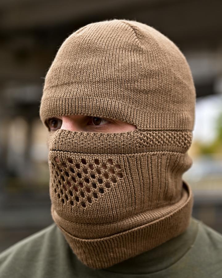 Шапка-балаклава в‘язана койот