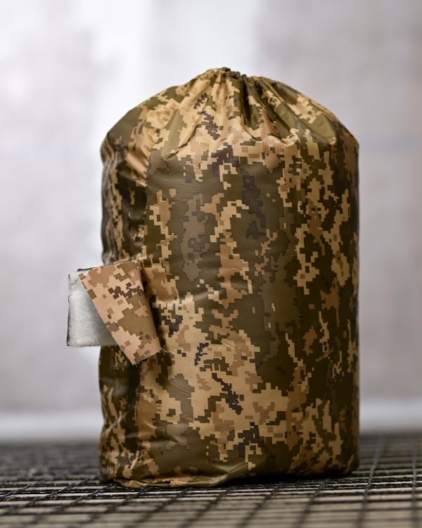 Зимовий спальник-одіяло з капюшоном тактичний -20 c° на флісі. водонепроникний піксель - Зображення 6