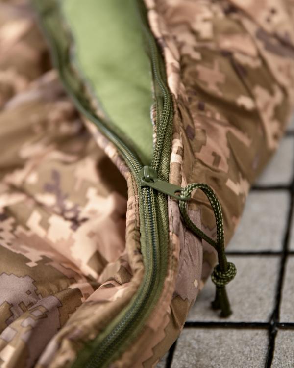 Зимовий спальник-одіяло з капюшоном тактичний -20 c° на флісі. водонепроникний піксель - Зображення 3