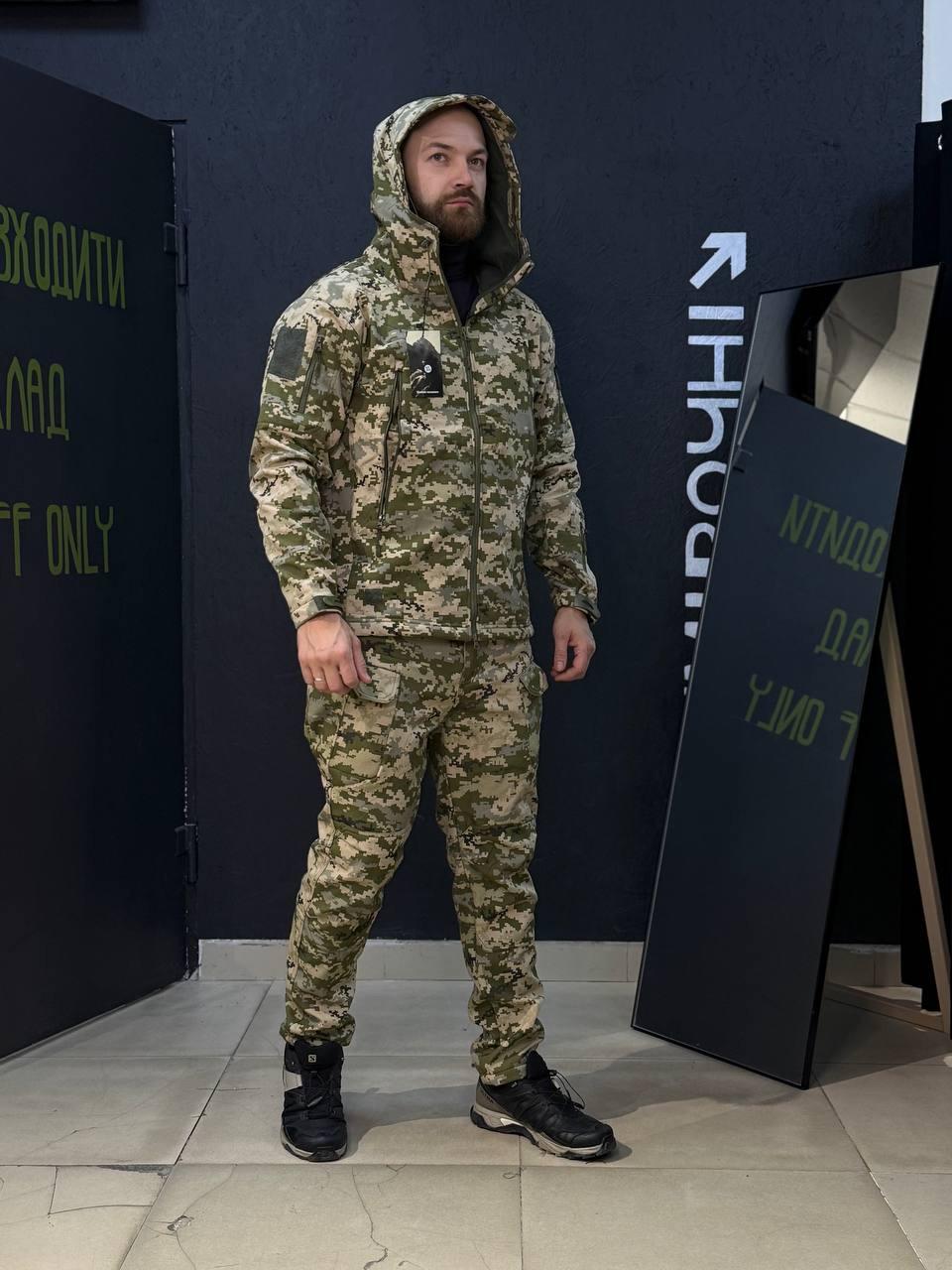 Костюм Soft-Shell піксель-камуфляж Утеплений на флісі - Зображення 13