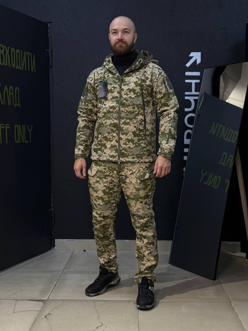 Костюм Soft-Shell піксель-камуфляж Утеплений на флісі - Зображення 11