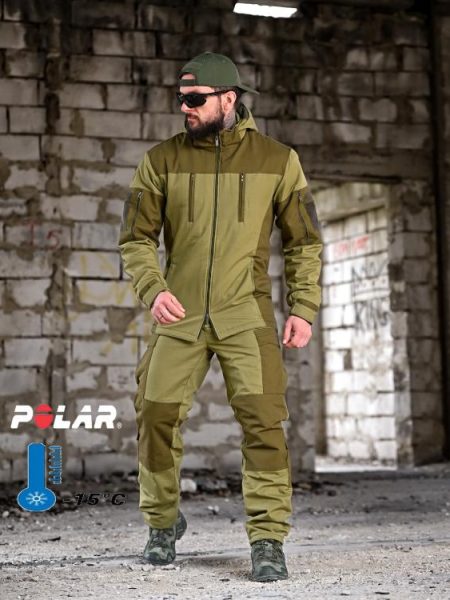 Зимовий тактичний костюм гірка retouch на флісі олива