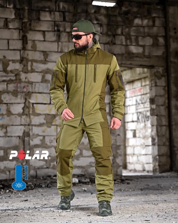 Зимовий тактичний костюм гірка retouch на флісі олива