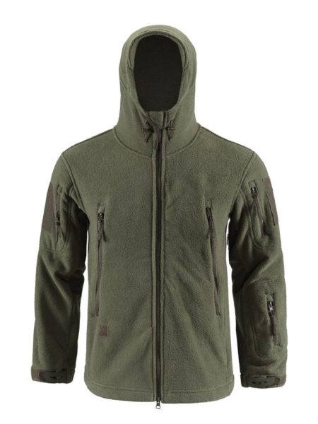 Тактична військова флісова тепла кофта з капюшоном олива