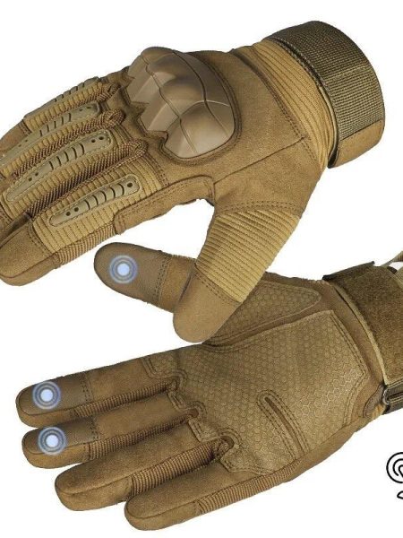 Тактичні зимові рукавиці з хутром, койот