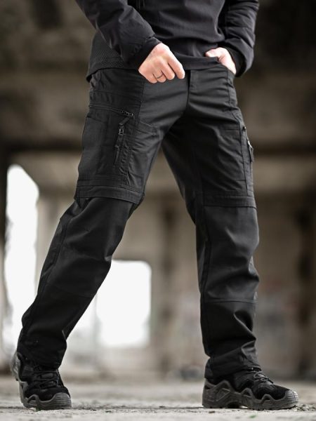 Чоловічі тактичні штани yinren 4.0 ріп-стоп з посиленими зонами чорні