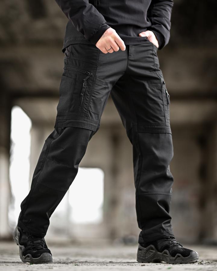 Чоловічі тактичні штани yinren 4.0 ріп-стоп з посиленими зонами чорні