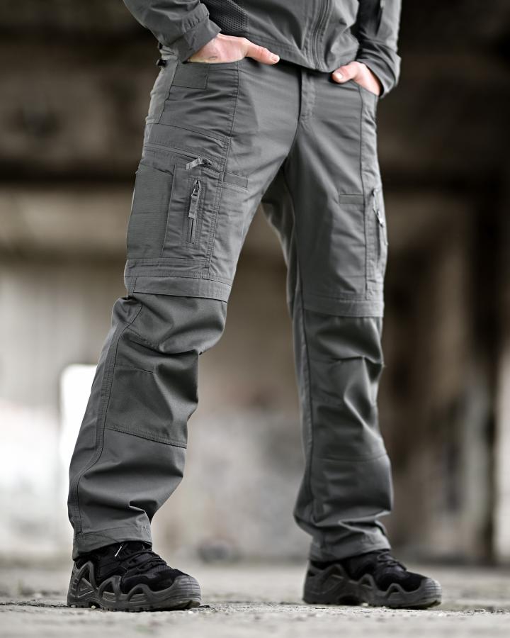 Чоловічі тактичні штани yinren 4.0 рип-стоп з посиленими зонами сірі