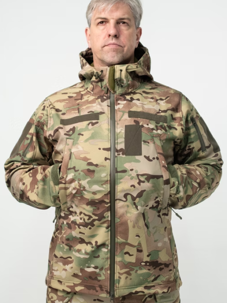Тактична військова куртка Soft Shell на флісі Military Мультикам