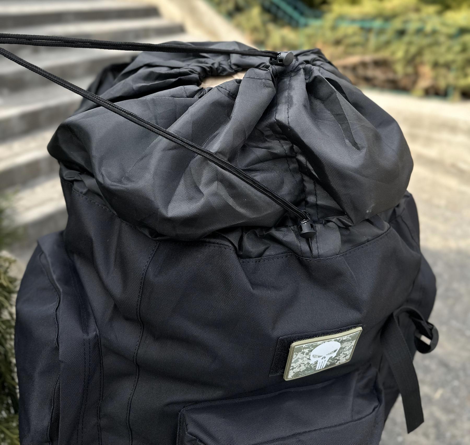 Тактичний військовий рюкзак-баул на 120л з алюмінієвим каркасом Чорний - Зображення 5