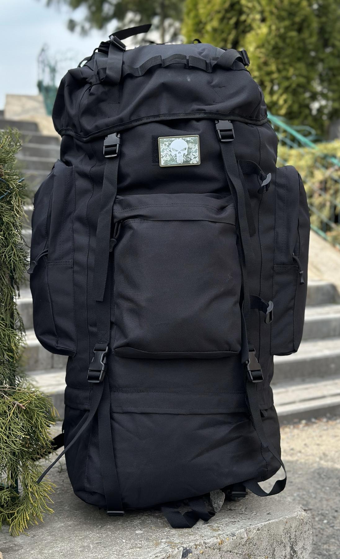 Тактичний військовий рюкзак-баул на 120л з алюмінієвим каркасом Чорний - Зображення 14