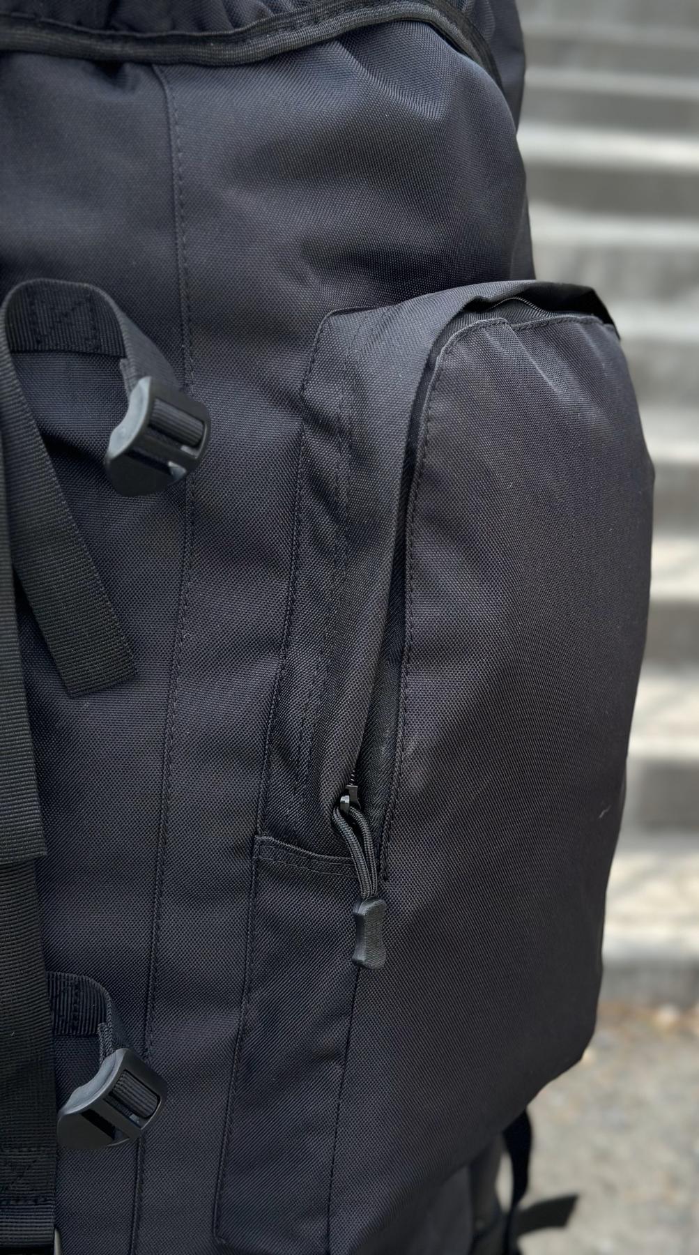 Тактичний військовий рюкзак-баул на 120л з алюмінієвим каркасом Чорний - Зображення 7