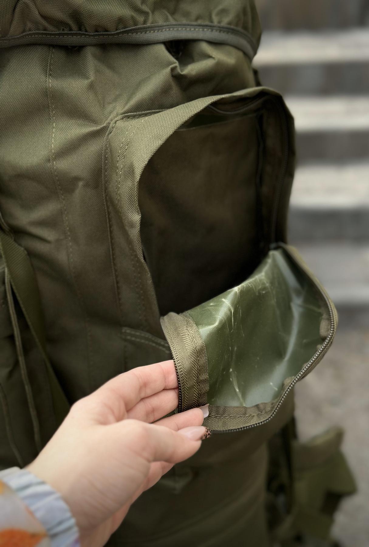 Тактичний військовий рюкзак - баул на 80-85л з алюмінієвим каркасом Олива - Зображення 5