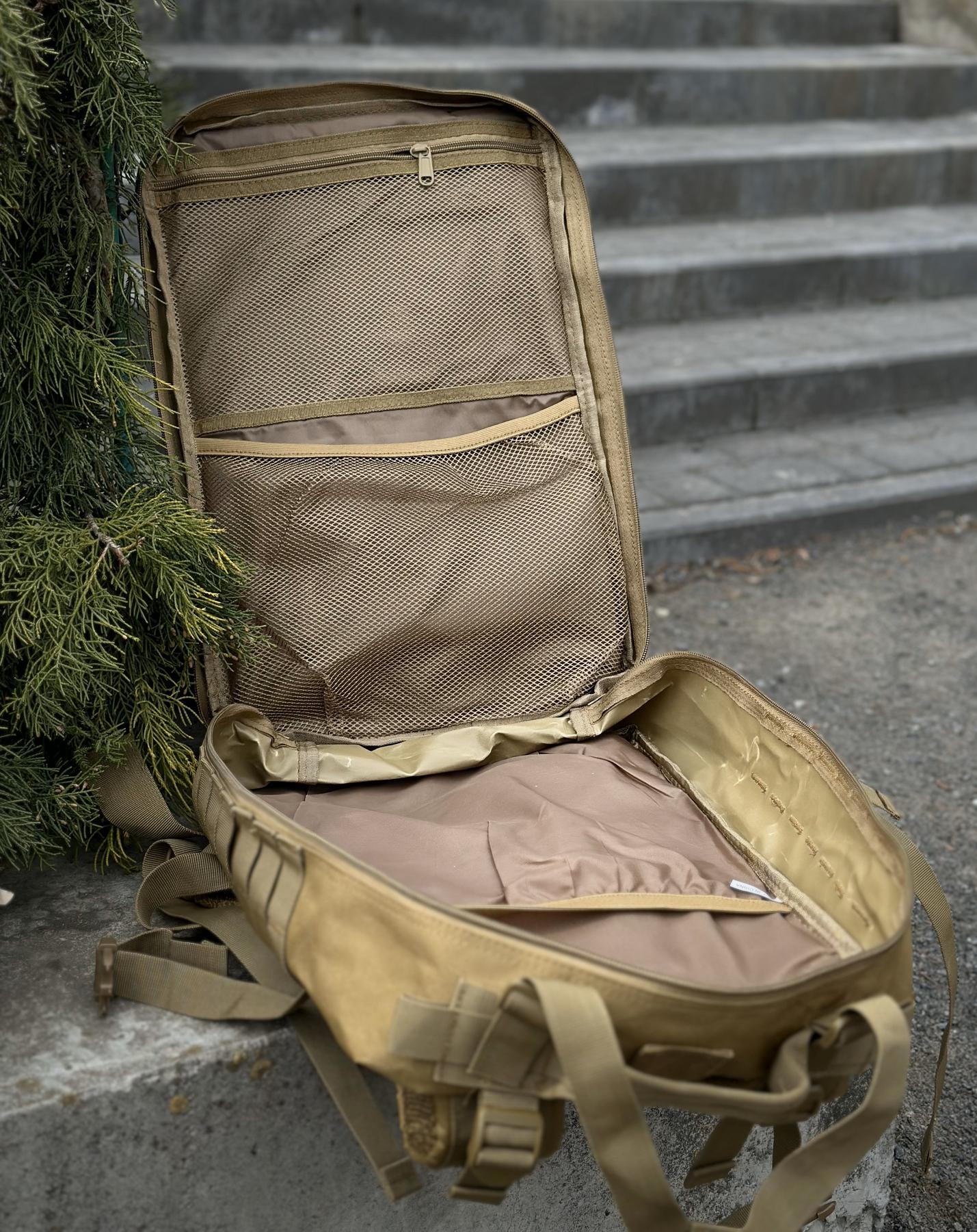 Тактичний військовий штурмовий рюкзак на 45л Койот - Зображення 3