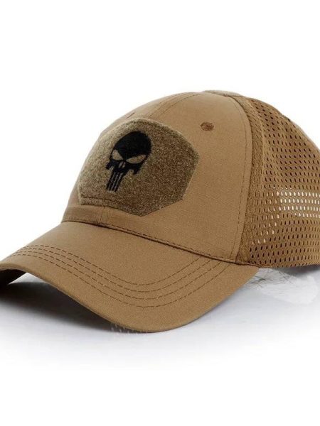 Тактична військова Бейсболка з сіточкою Каратель Punisher Койот