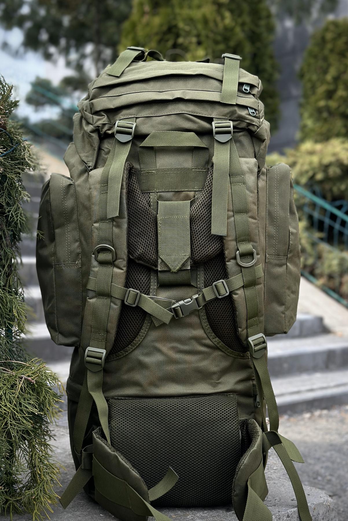 Тактичний військовий рюкзак - баул на 80-85л з алюмінієвим каркасом Олива - Зображення 8
