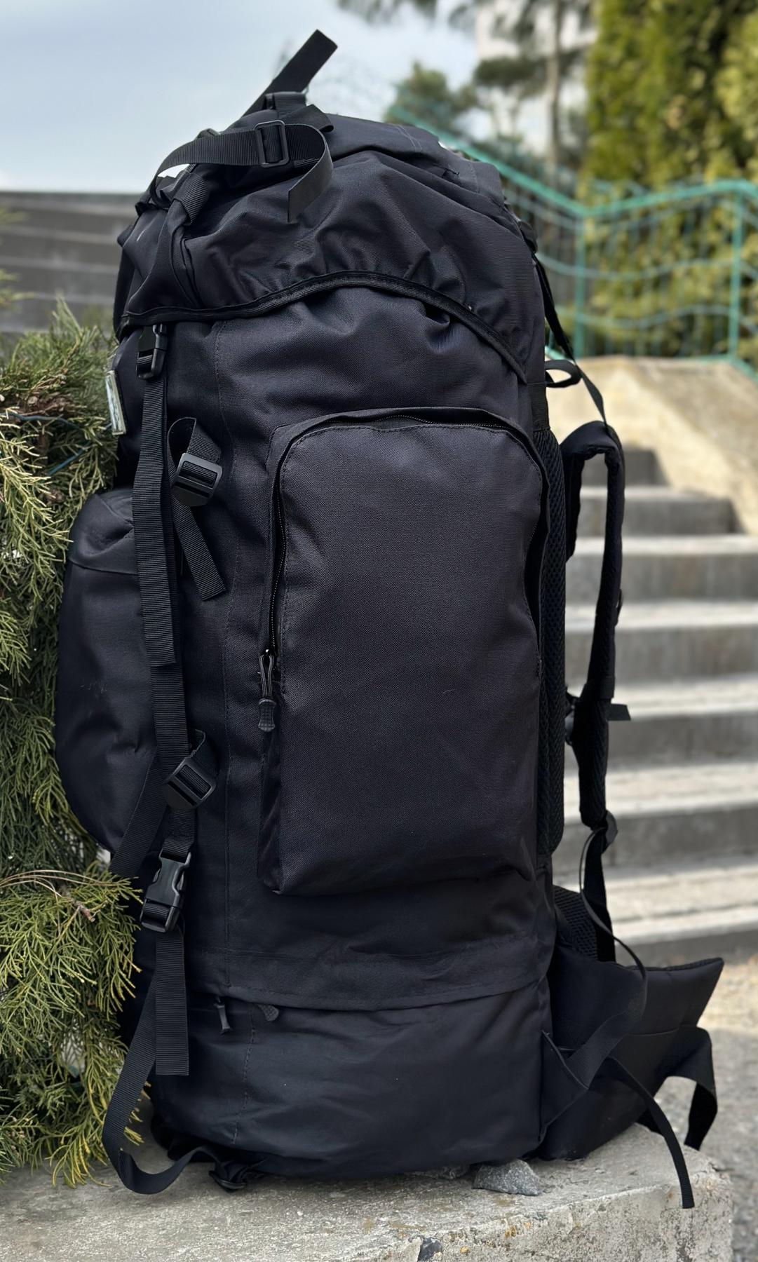 Тактичний військовий рюкзак-баул на 120л з алюмінієвим каркасом Чорний - Зображення 13