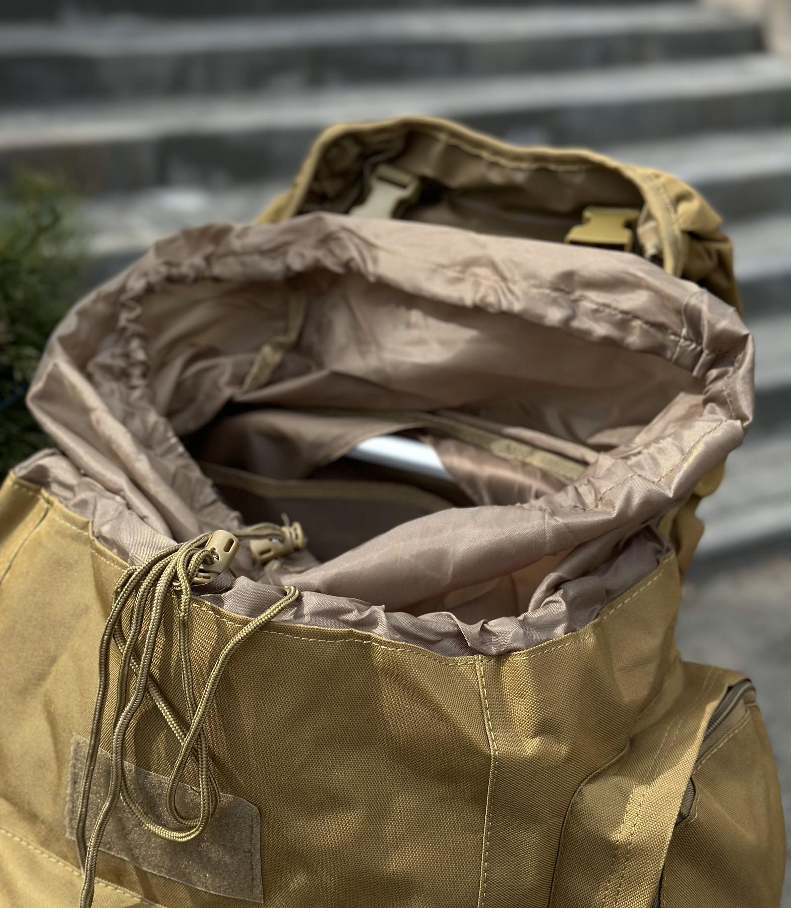 Тактичний військовий рюкзак - баул на 80-85л з алюмінієвим каркасом Койот - Зображення 4