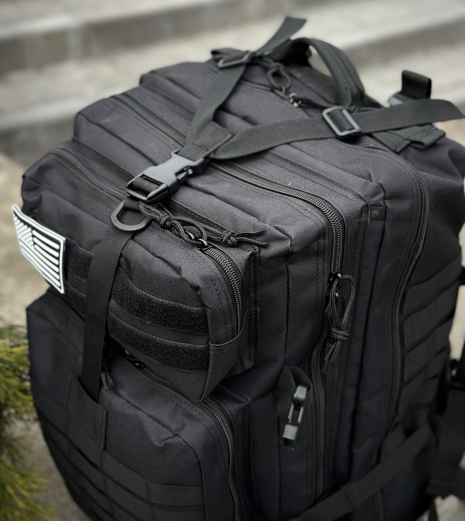 Тактичний військовий штурмовий рюкзак на 45л Чорний - Зображення 3