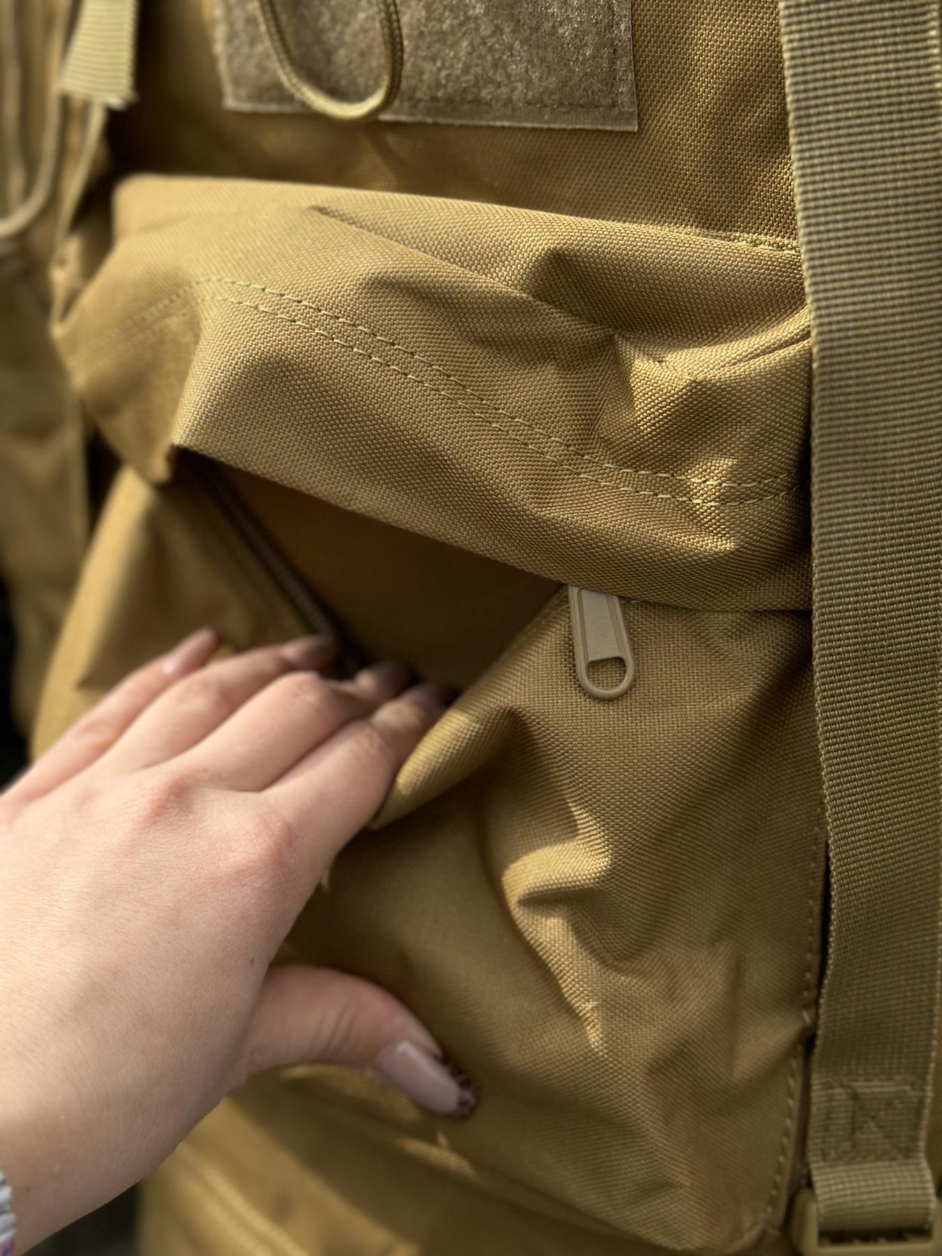 Тактичний військовий рюкзак - баул на 80-85л з алюмінієвим каркасом Койот - Зображення 7