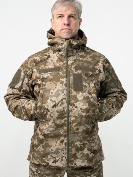 Тактична військова куртка Soft Shell на флісі Military Піксель