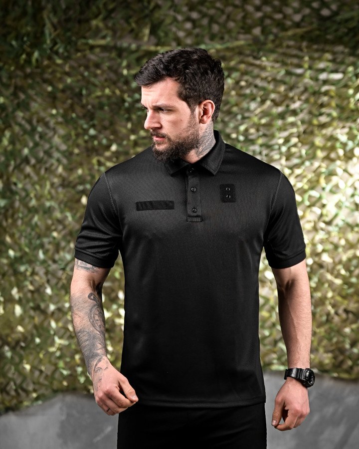 Тактична футболка patriot поло поліція чорна - Зображення 4