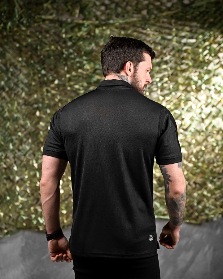 Тактична футболка patriot поло поліція чорна - Зображення 2