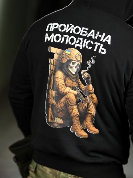 Мілітарі худі crop молодість black