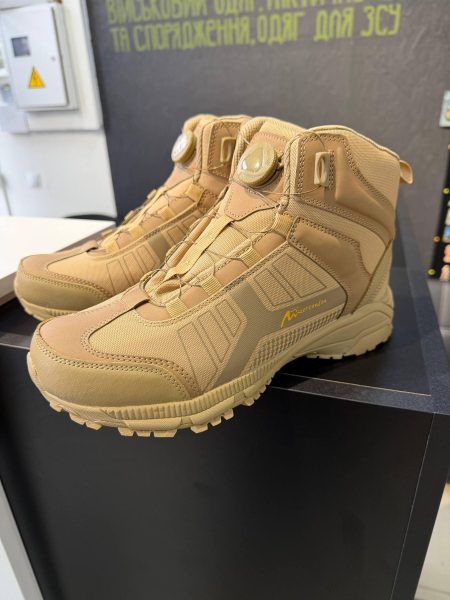 Тактичні військові демісезонні черевики на автошнурівці Maercanson Койот