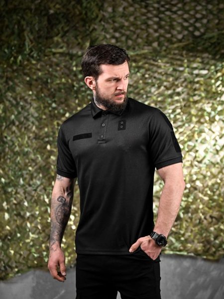 Тактична футболка patriot поло поліція чорна