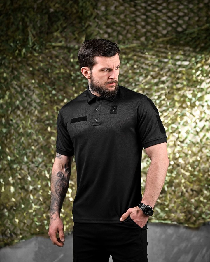 Тактична футболка patriot поло поліція чорна