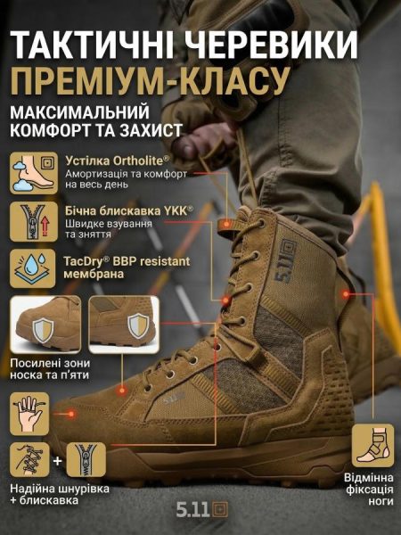 Літні тактичні черевики 5.11 койот