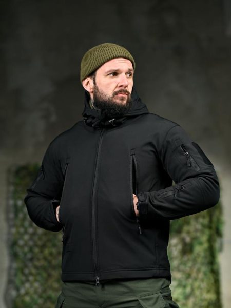 Демісезонна тактична куртка soft shell silver чорна