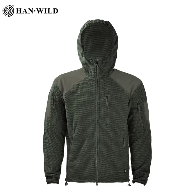 Тактична військова флісова кофта з капюшоном Han Wild кубик/соти Olive